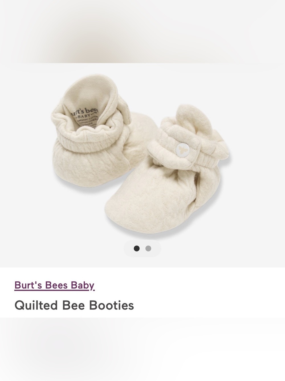 Burt's Bees Baby Quilted Bee Booties - Cream